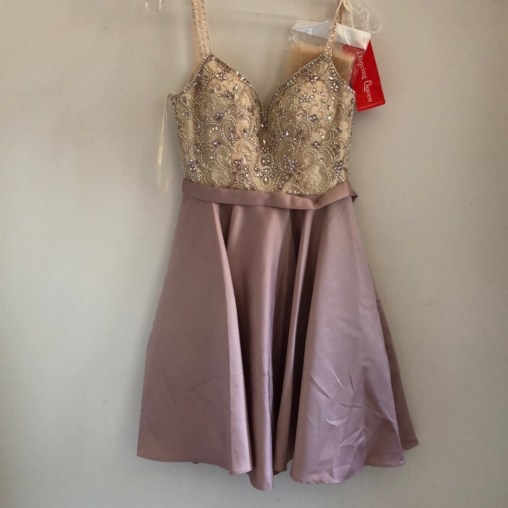 Cream & mocha homecoming dress